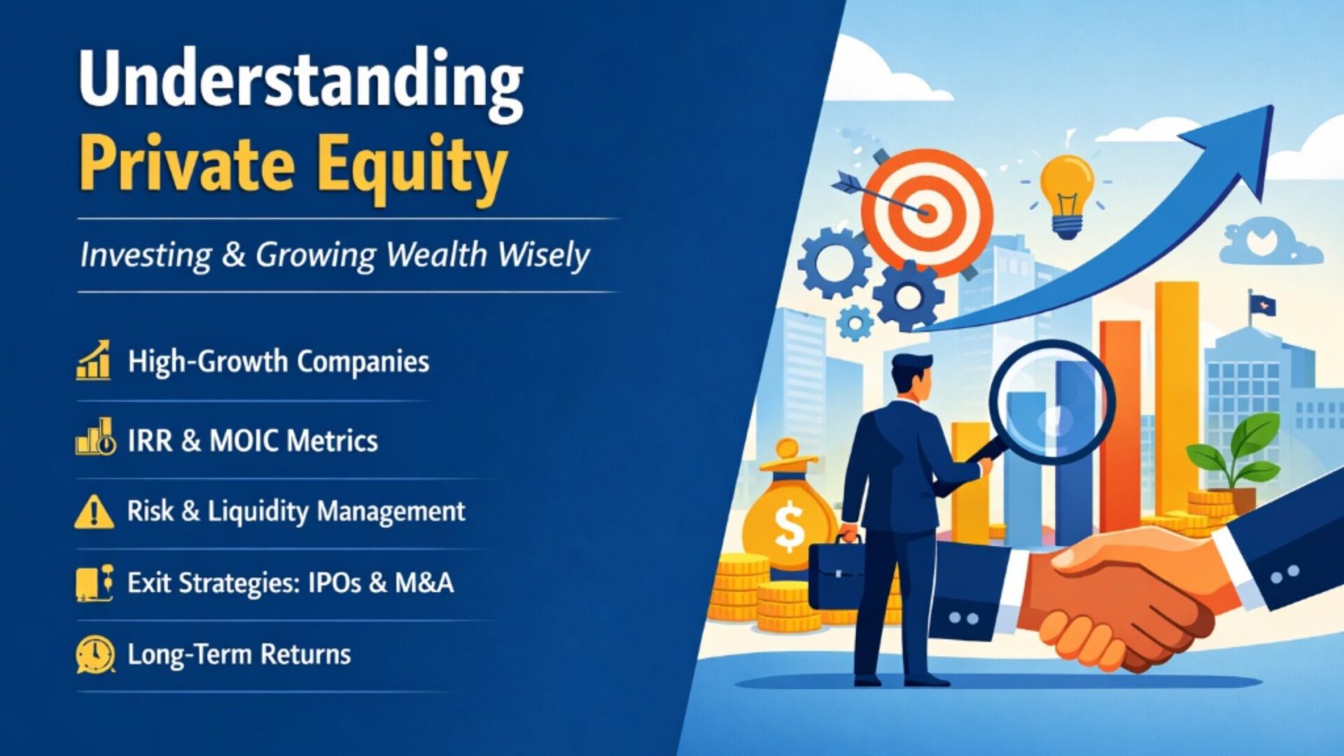 Understanding private equity illustration showing investment growth, strategy, and financial planning concepts